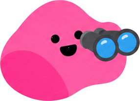 A Fig Scout, a pink blob with binoculars